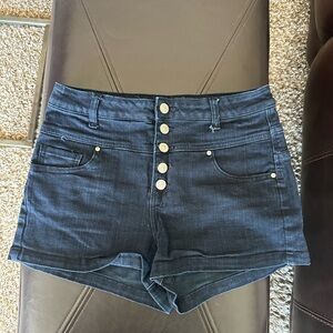 dELiA*s Dark Blue Jean Shorts High Waisted Button Fly